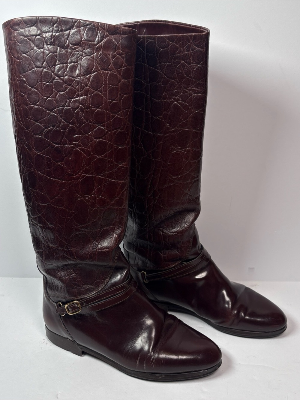 VTG Charles David Women's Tall Brown Italian Leather Heeled Boots